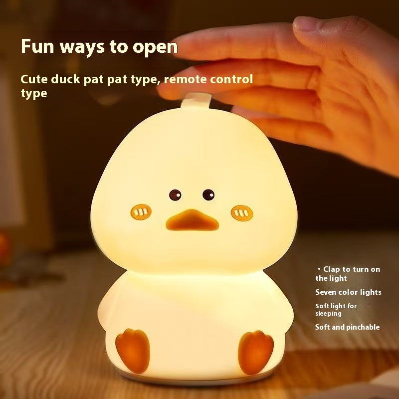 Creative Cute Happy Duck Night Lamp – USB Rechargeable Multicolor Bedside Light