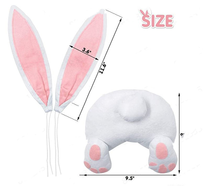 Easter Party Faceless Doll, Bunny Costume Decoration with Flower Door Prop