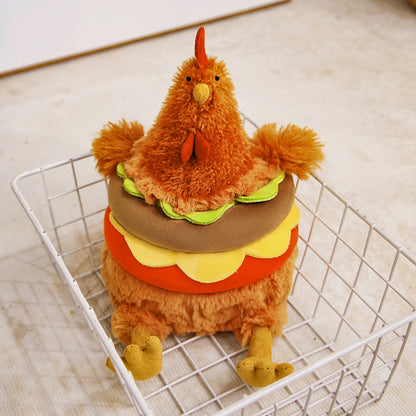 Chicken Burger Plush Toy – Cute Shapeshift Stuffed Animal
