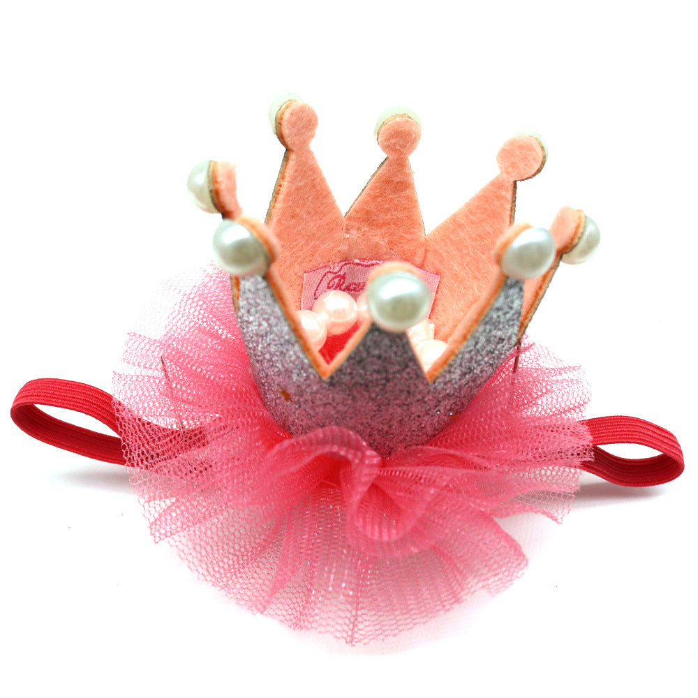 Princess-Style Mesh Crown Hat for Pets, Birthday Party Headwear for Dogs & Cats