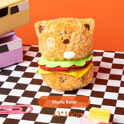 Big Burger Dog Toy, Border Collie Bite-Resistant Plush Puzzle & Treat Hiding Toy