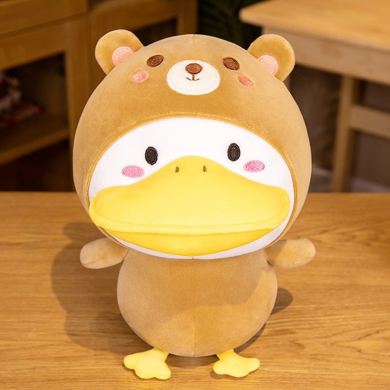 Costume Cuddle: Cute Cross-Dressing Duck Doll Plush Toy (33cm), Ideal for Sleeping.