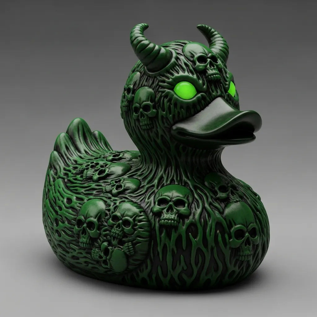 Spooky Cute: Devil Skull Duck Resin Ornaments for Halloween Party Decor.