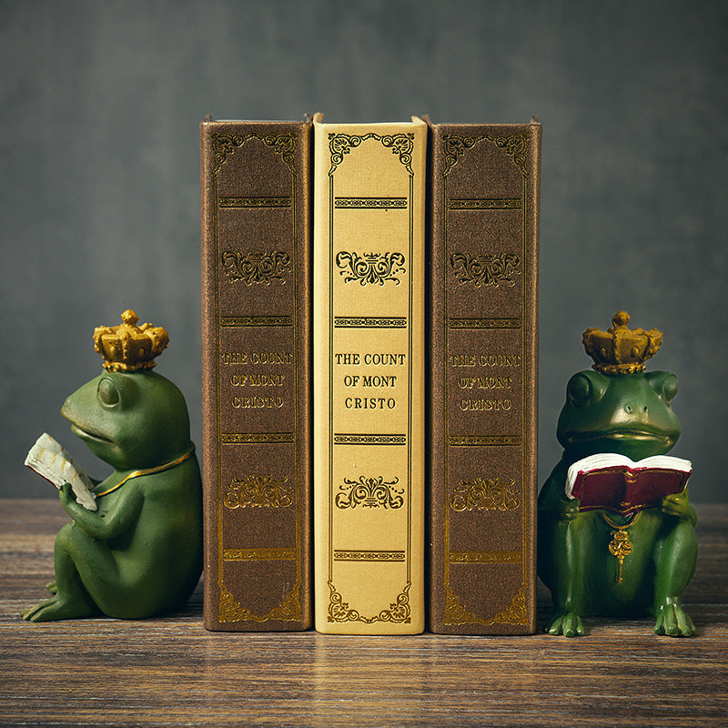 Studious Companions: Cute Frog Book Leaning Desktop Ornaments (Resin).