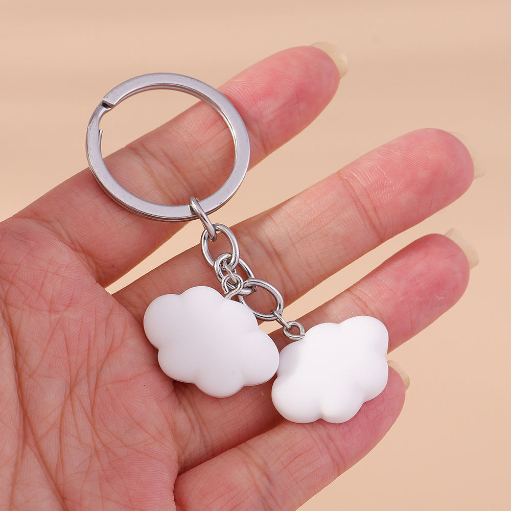 Sky High Style: Cartoon Little Yellow Duck & Cloud Keychain Accessory (Zinc Alloy).