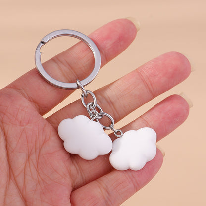 Sky High Style: Cartoon Little Yellow Duck & Cloud Keychain Accessory (Zinc Alloy).