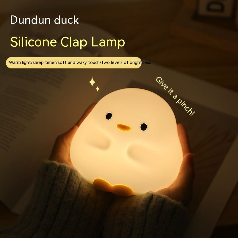Cute Duck LED Night Lamp – Silicone USB Rechargeable Touch Sensor Light with Timer