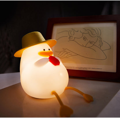 Soft & Safe: Rechargeable Silicone Dimmable Duck LED Night Lamp for Kids & Room Decor.