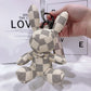 Creative Fashion Leather Bunny Car Keychain, Stylish Plaid Pendant Accessory