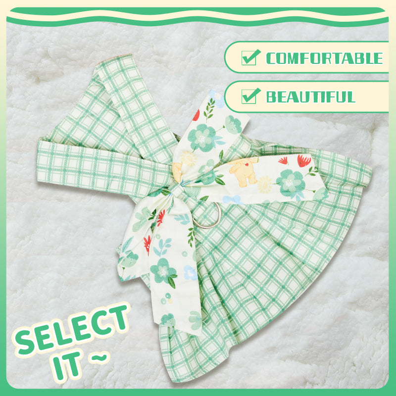 Summer Small Dog Clothes, Pet Harness Dress with Leash for Puppy & Chihuahua Outdoor Wear