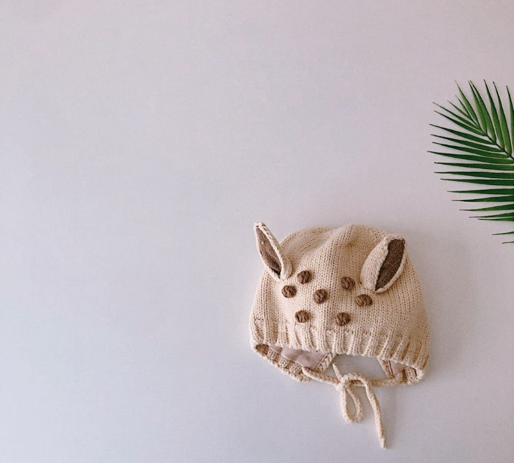 Cute Bunny Ears Baby Knitted Pullover Hat, Soft Wool Dome Cap for 5 Months to 3 Years