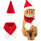 Christmas Hat & Scarf Set for Pets, Red Short-Plush Holiday Outfit for Cats & Small Dogs