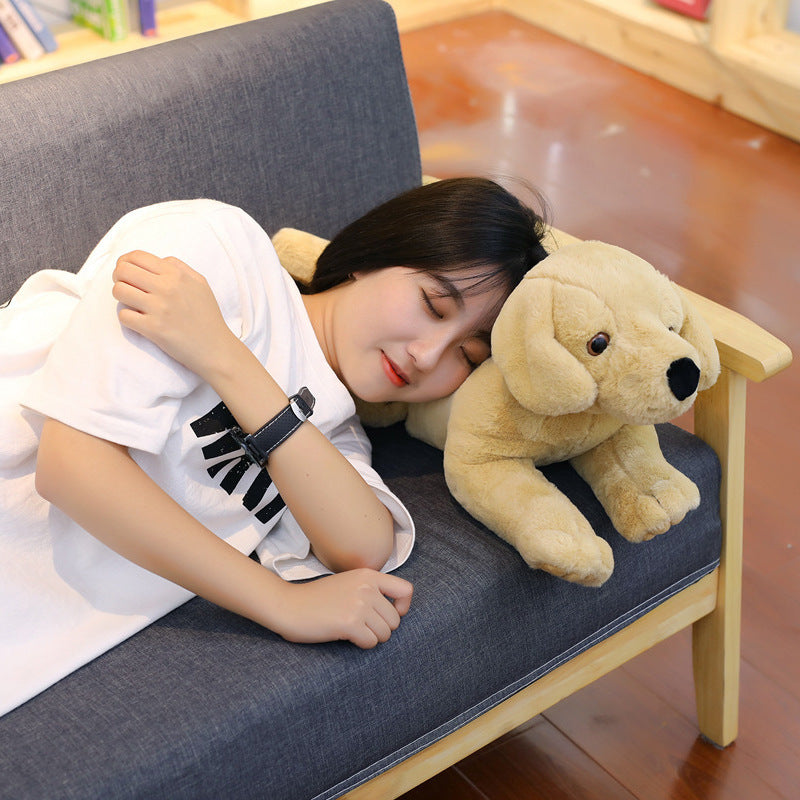 Baby Dog Plush Toy, Soft Cuddle Pillow Stuffed Animal in Khaki & Dark Brown (40cm / 60cm)