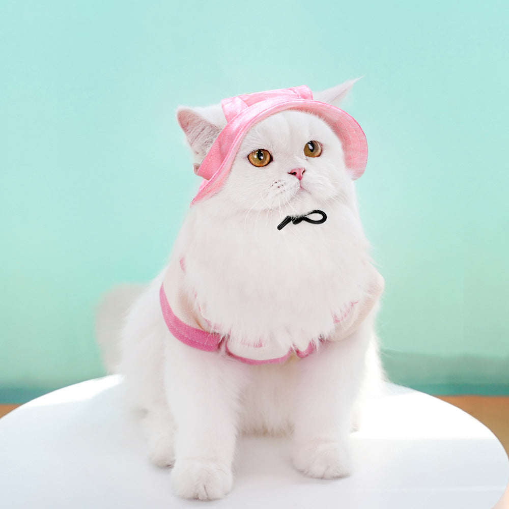 Adjustable Sun-Shade Bucket Hat for Pets, Anti-Off Sun Protection Hat for Dogs & Cats