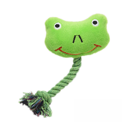 Bite-Resistant Vocalization Plush Toy, Dog Chew Toy with Squeaker (Pink Rabbit or Green Frog)