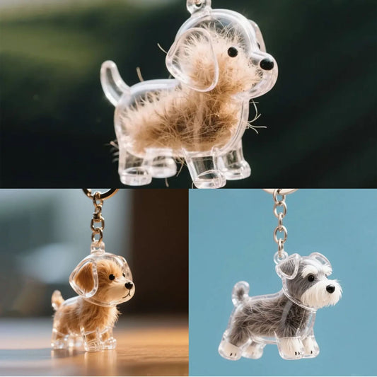 Dog Fur Storage Cute Pendant Keychain Bag Charm