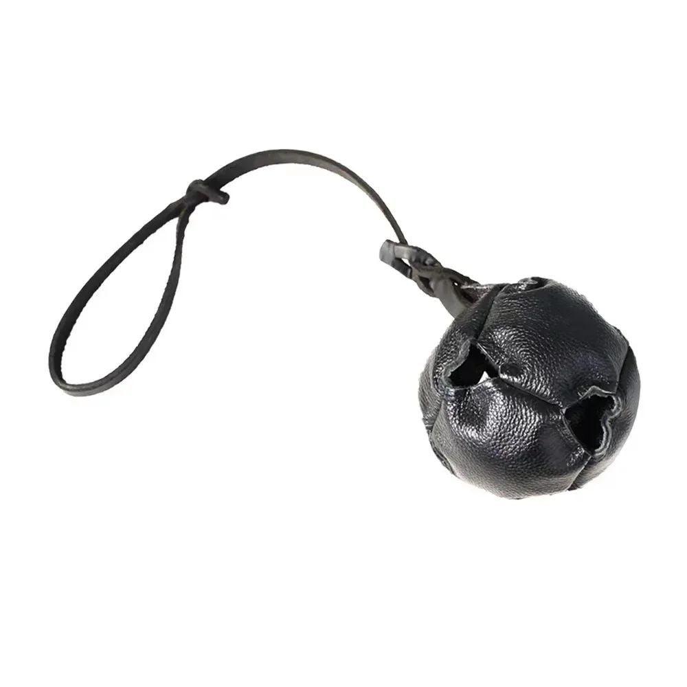 Leather Dog Training Ball Toy, Tug Ball with Handle for Bite, Reward & Obedience Training