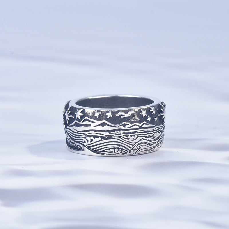 Dog and Girl Carved Ring, European & American Style Copper Electroplated Animal Jewelry