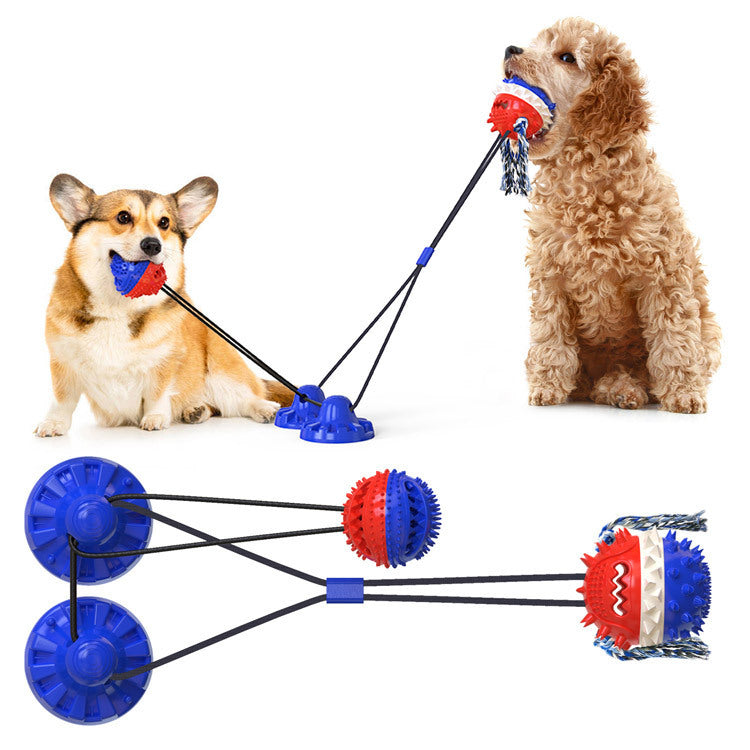Powerful Sucker Dog Toy, Interactive TPR Suction Cup Tug & Vocal Ball Toy for Active Dogs