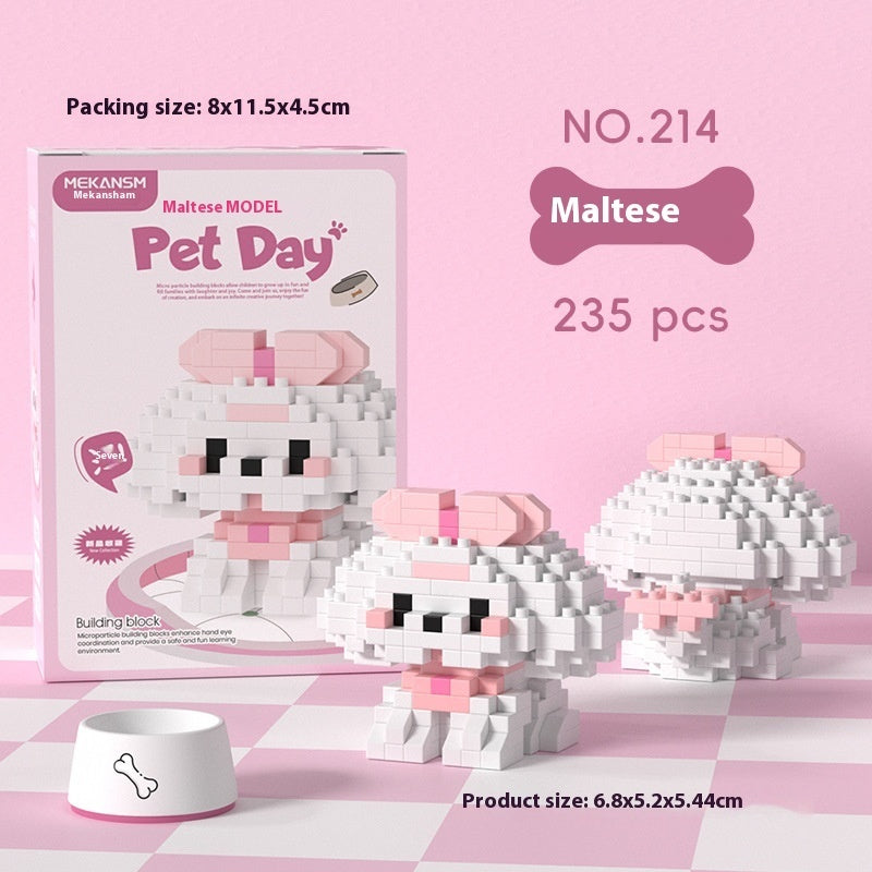 Cute Pet Cat and Dog Assembled Ornaments, DIY Particle Model Collectibles