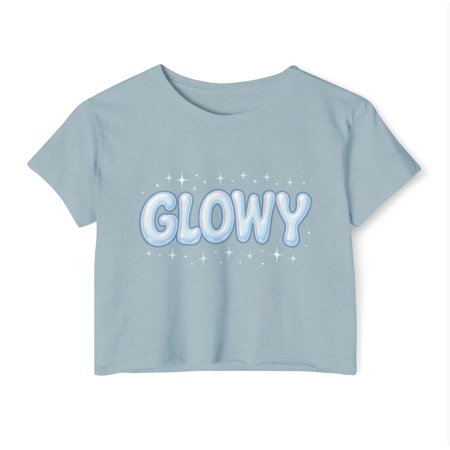 Glowy Festival Crop Top - Women’s Sparkle Graphic Tee for Raves & Festive Events