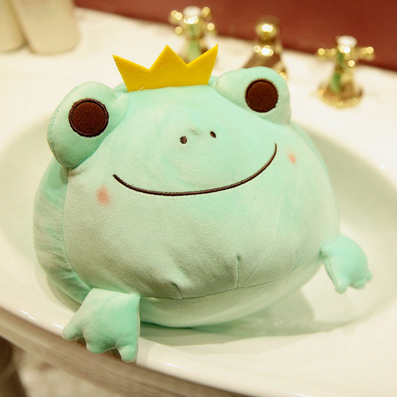 Cute Crown Frog Prince Plush Toy – Adorable Frog Doll in Royal Style (35–42 cm)