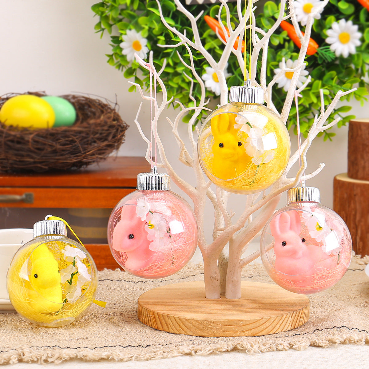 Easter Acrylic Ball Ornament, Transparent Hanging Bunny Decoration