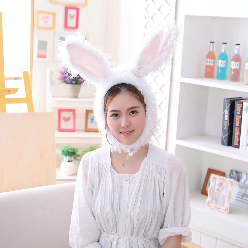Hairy Bunny Ears Hat, Plush Rabbit Headgear & Photo Prop for Kids