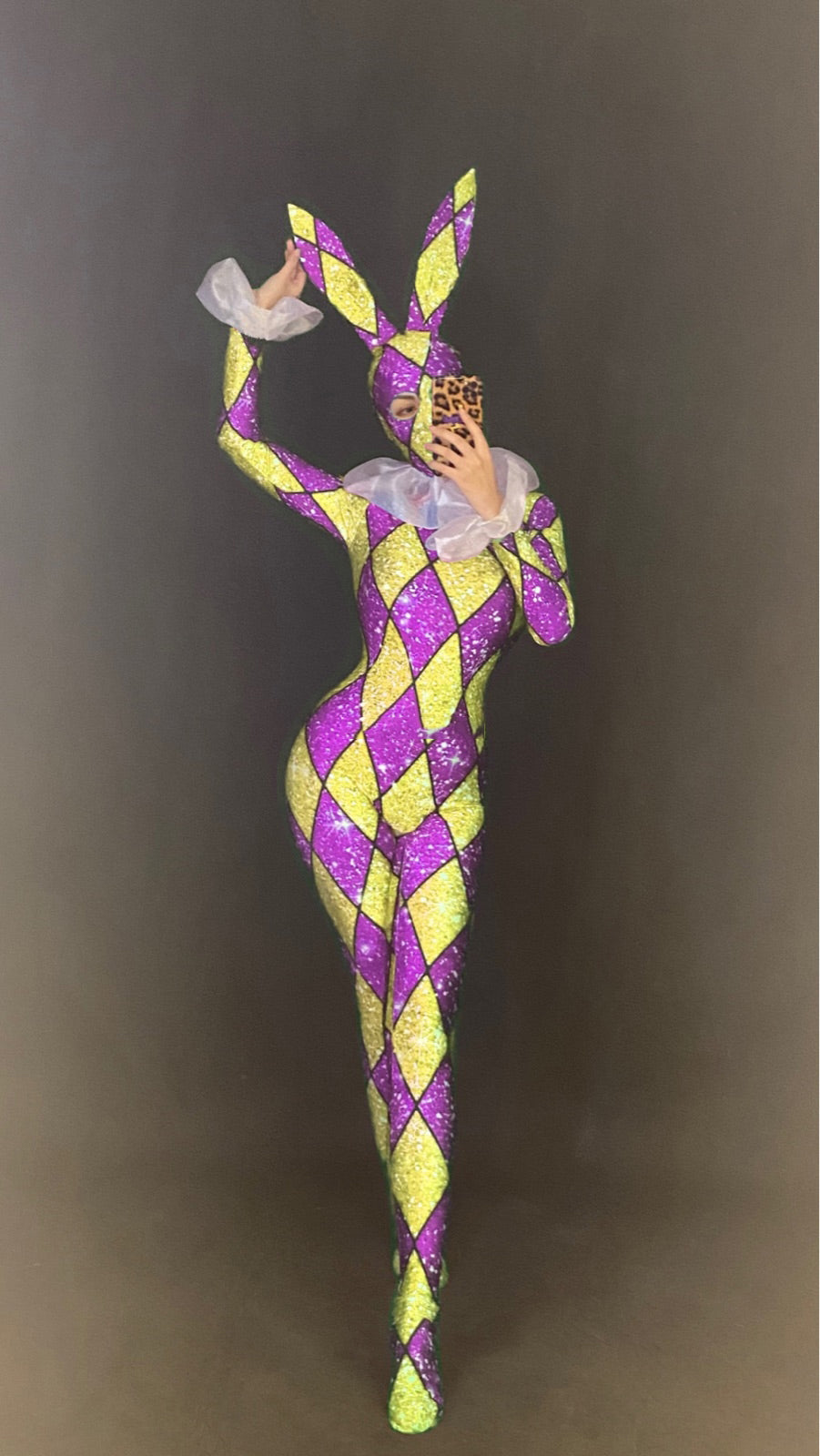 Bunny Girl Stage Costume, Adult Polyester Jumpsuit for Performances & Events