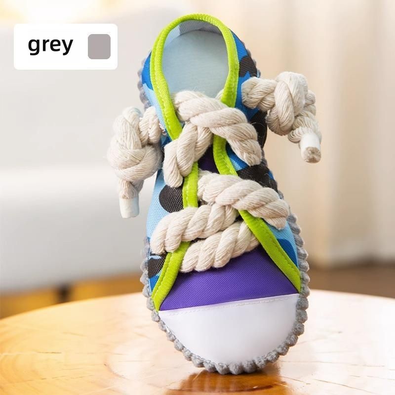 Dog Toys Shoes, Pet Cotton Rope Slippers with Sound, Teeth Cleaning & Built-in BB Airbag Ball