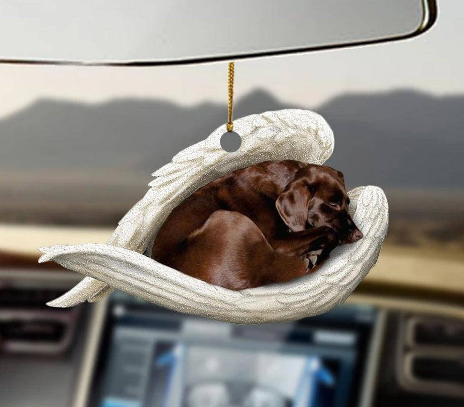 Sleeping Dog Angel Car Pendant, Cute Acrylic Hanging Ornament for Cars, Doors & Home Decor