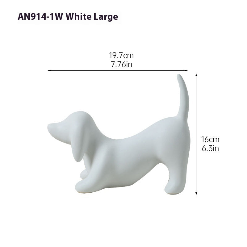 Minimalist Ceramic Dog Ornament, Modern Black, White & Metallic INS-Style Home Decor (Large & Small Sizes)