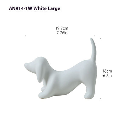 Minimalist Ceramic Dog Ornament, Modern Black, White & Metallic INS-Style Home Decor (Large & Small Sizes)