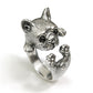 Dog Shaped Ring, Retro Alloy Animal Ring with Precious Stone Inlay