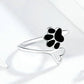 Cute Dog Paw Print S925 Sterling Silver Ring, Platinum-Plated Pet Lover Jewelry