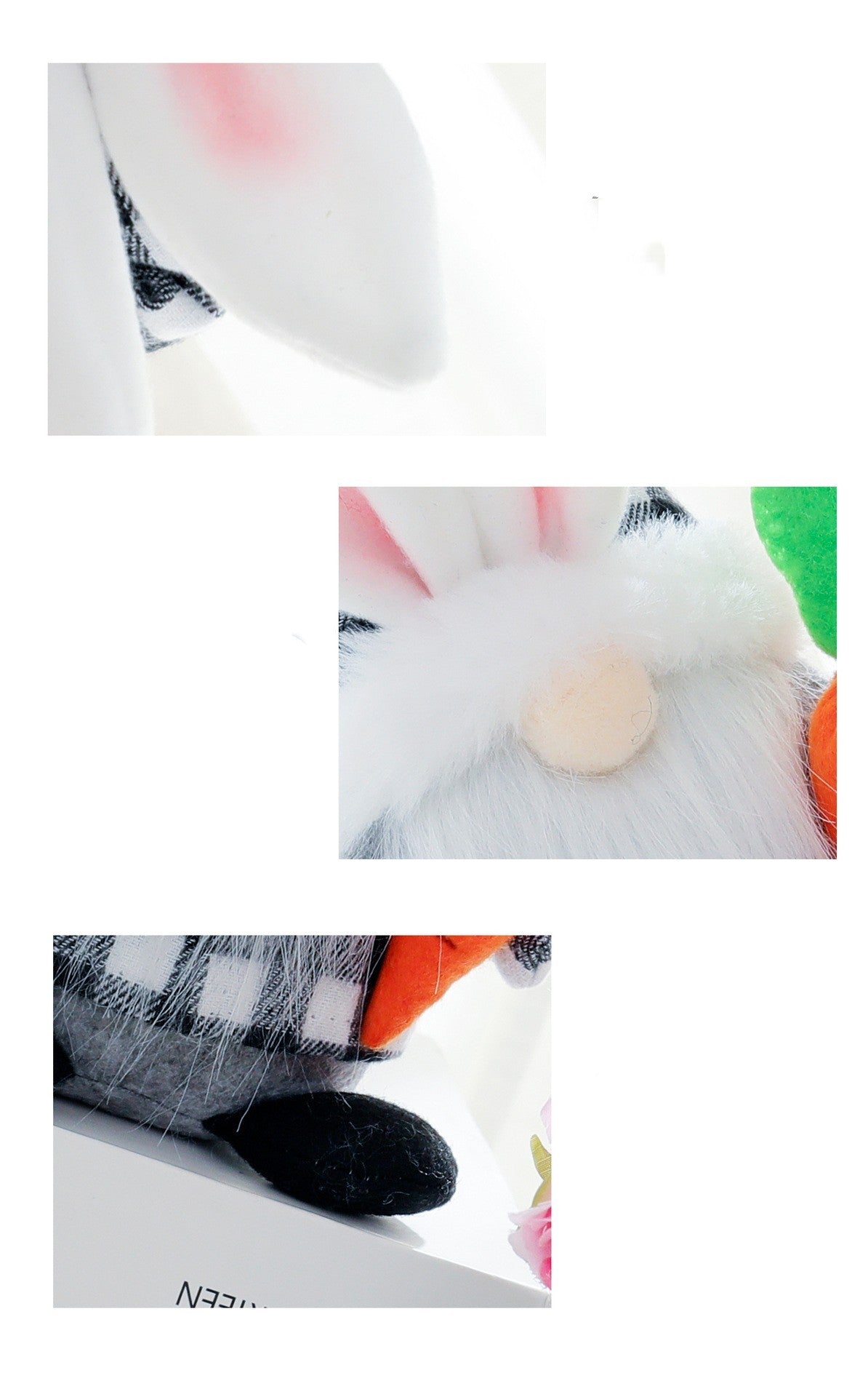 Decorative Plaid Bunny with Radish Doll, Easter Cloth Rabbit Ornament (Male & Children Styles)