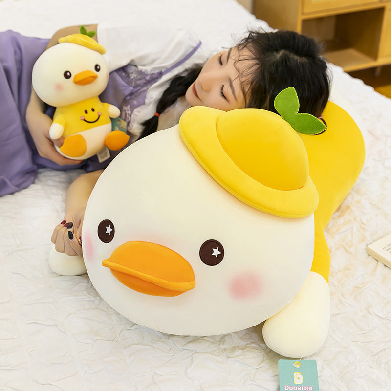Pure Joy: Cartoon Smiling Little Yellow Duck Plush Doll (Down Cotton, Sitting & Lying Styles).