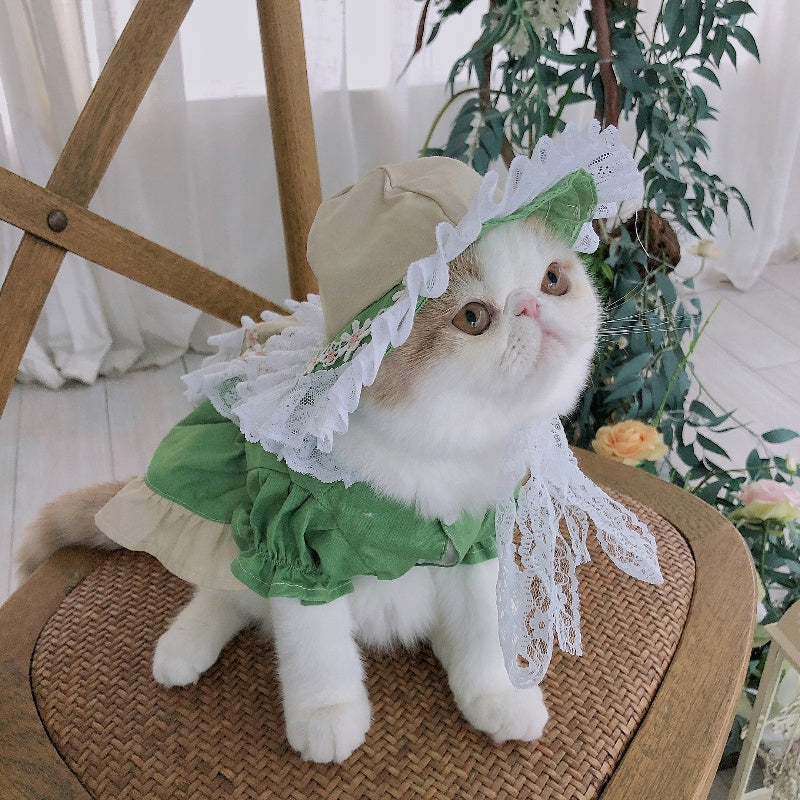 Lolita Maid Outfit for Pets, Cute Dog & Cat Dress with Optional Matching Hat