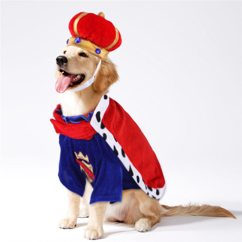 Royal Pet King Cloak & Crown Set, English-Style Dog Costume with Hat and Collar