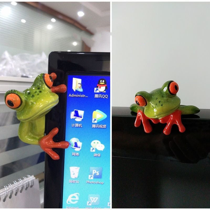 Desktop Fun: Cute Creative Resin Frog Sticker Ornaments (Peeping or Watching).