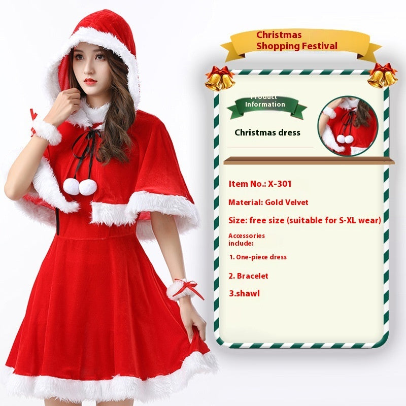 Christmas Bunny Cosplay Uniform, Gold Velvet Women’s Costume Set (Free Size)