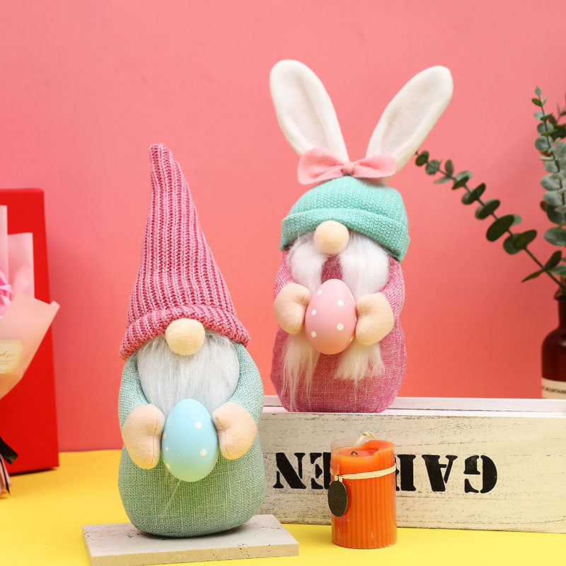 Easter Wool Hugging Bunny Doll, Cute Home Decoration (10×11×29cm)