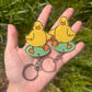 Quirky Duo: Creative Funny Couple Duck Keychain (Pastoral Style).