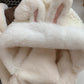 White Bunny Ears Hat & Scarf All-in-One, Winter Shu Cotton Velvet Three-Piece Set