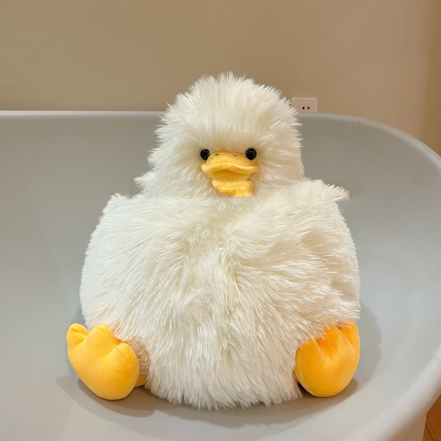 Ultra-Soft Comfort: Cute Fury Duck Plush Doll Pillow (Yellow or White).