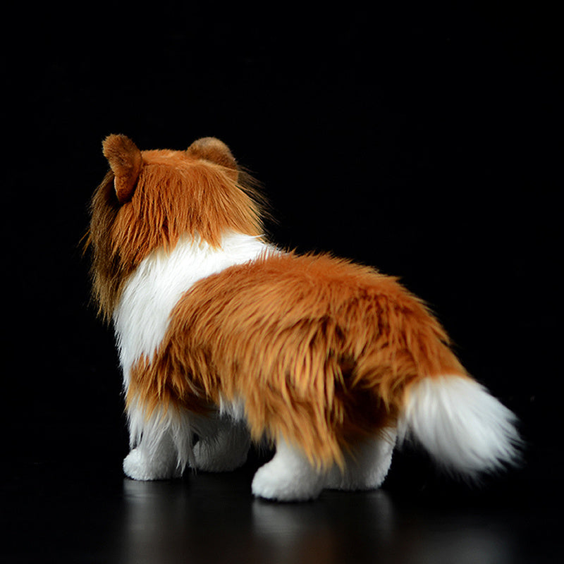 Simulation Dog Doll, Cute Collie Model Plush Figurine (26cm Realistic Puppy Doll)