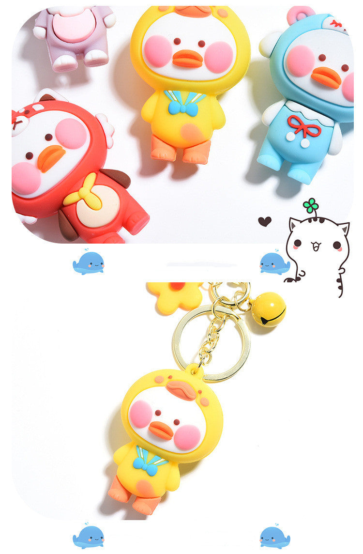Epoxy Dudu Duck Keychain Pendant – Creative Cartoon PVC Soft Rubber Car & Bag Charm