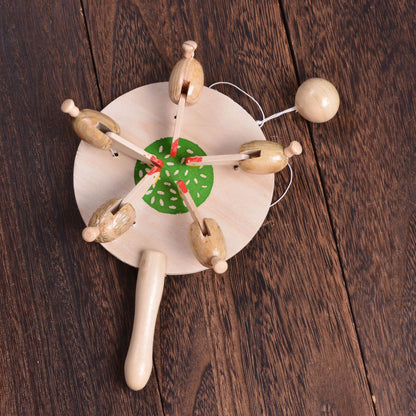 Heirloom Play: White Chicken Eats Rice Children's Toy Model (Camphor Wood, Semi-Manual).