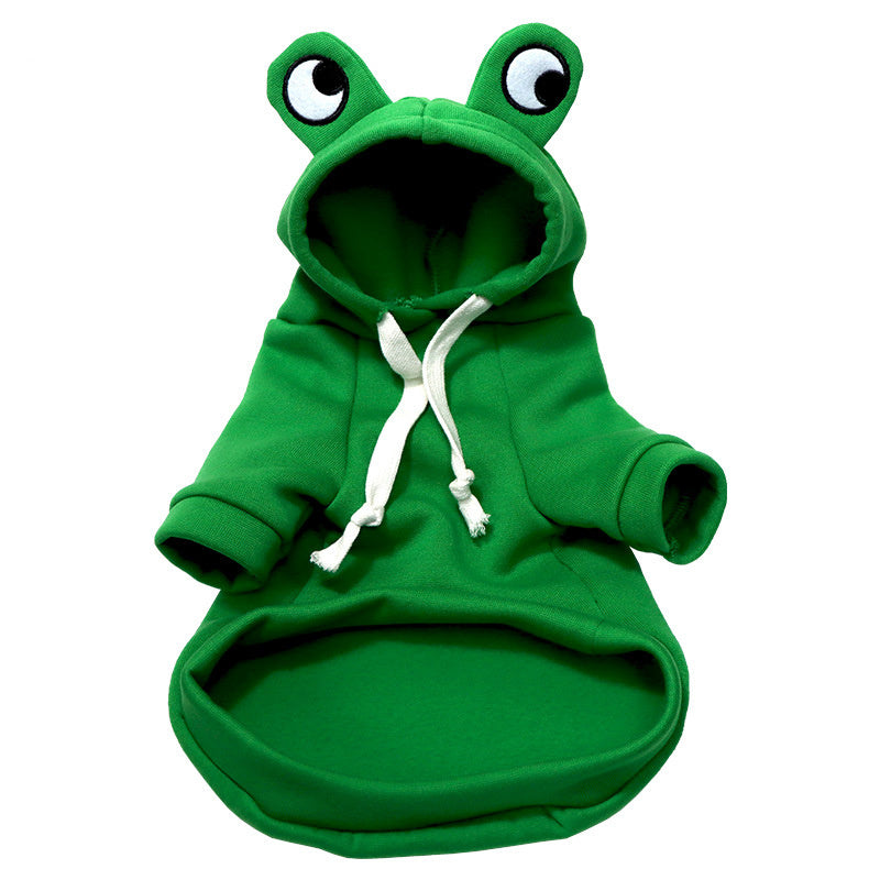 Hilarious Halloween: Soft Warm Frog Cosplay Pet Hoodie for Small Dogs and Cats.
