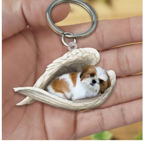 Creative Fashion Cute Dog-Shaped Acrylic Keychain, Single-Sided Print